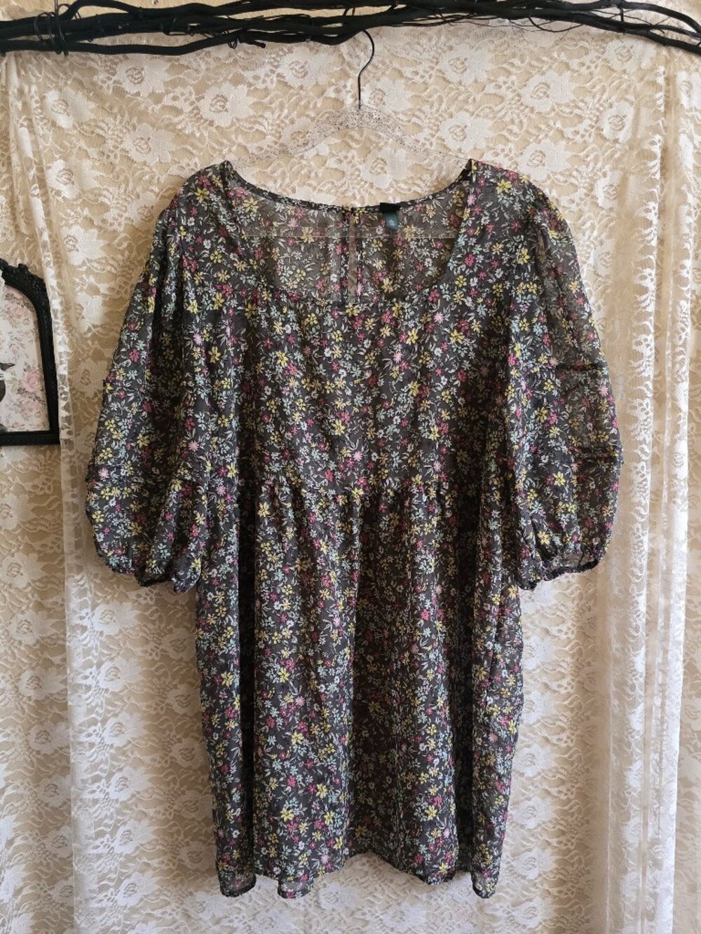 Wild Fable Plus Size Sheer Mini Dress - Floral Mini - Cottagecore - Fairycore